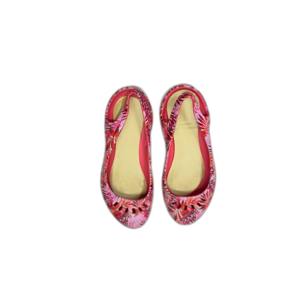 Crocs Kadee slingback flats tropical pink floral Mary Jane comfort slip on 8W